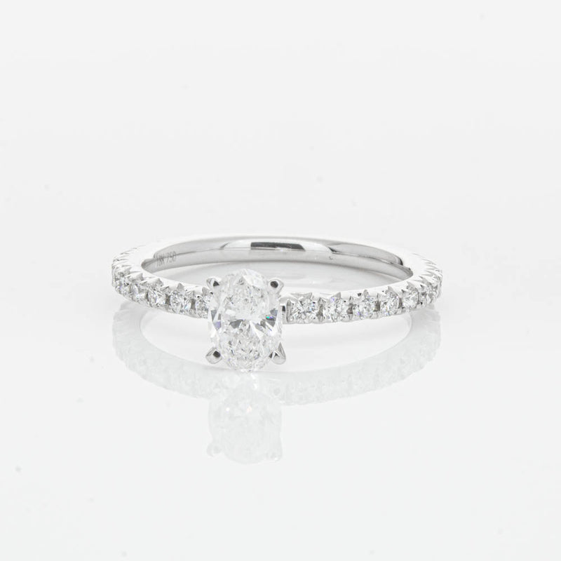 18ct White Gold .50ct Oval Cut Diamond Comet Ring-Ring-Walker & Hall