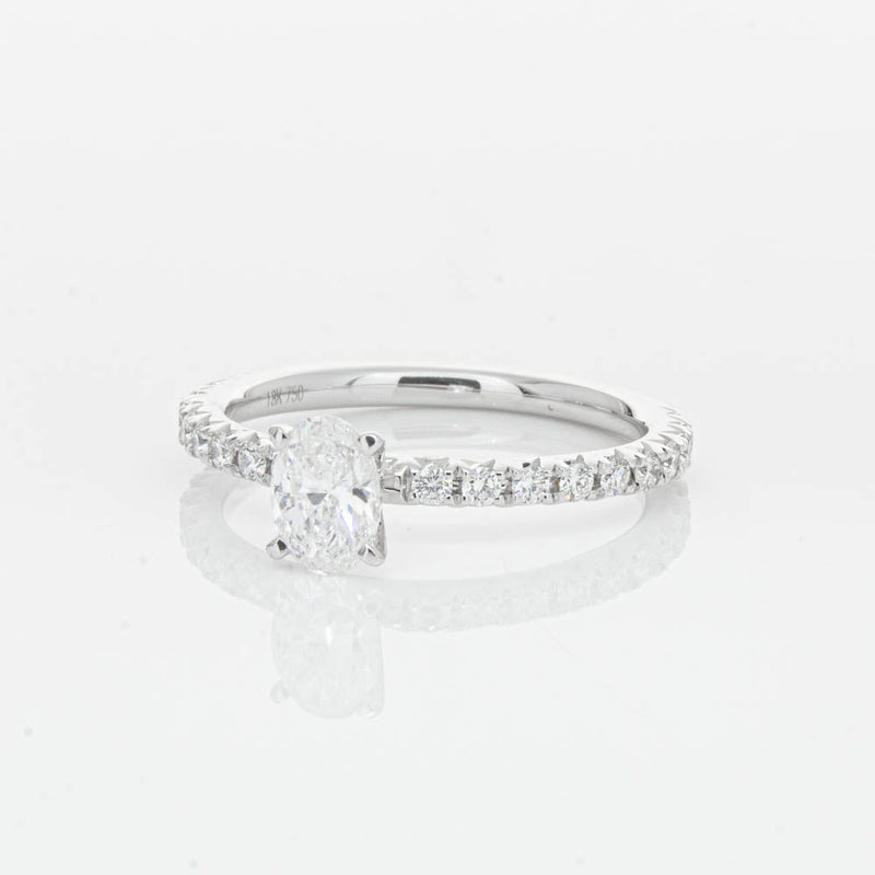 18ct White Gold .50ct Oval Cut Diamond Comet Ring-Ring-Walker & Hall
