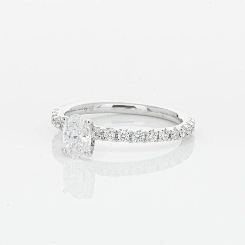 18ct White Gold .50ct Oval Cut Diamond Comet Ring-Ring-Walker & Hall