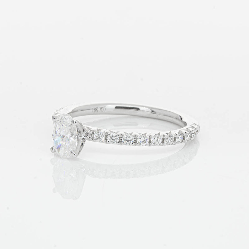 18ct White Gold .50ct Oval Cut Diamond Comet Ring-Ring-Walker & Hall
