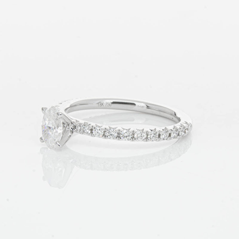 18ct White Gold .50ct Oval Cut Diamond Comet Ring-Ring-Walker & Hall