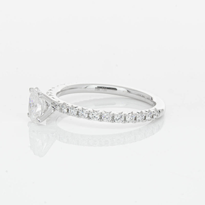 18ct White Gold .50ct Oval Cut Diamond Comet Ring-Ring-Walker & Hall
