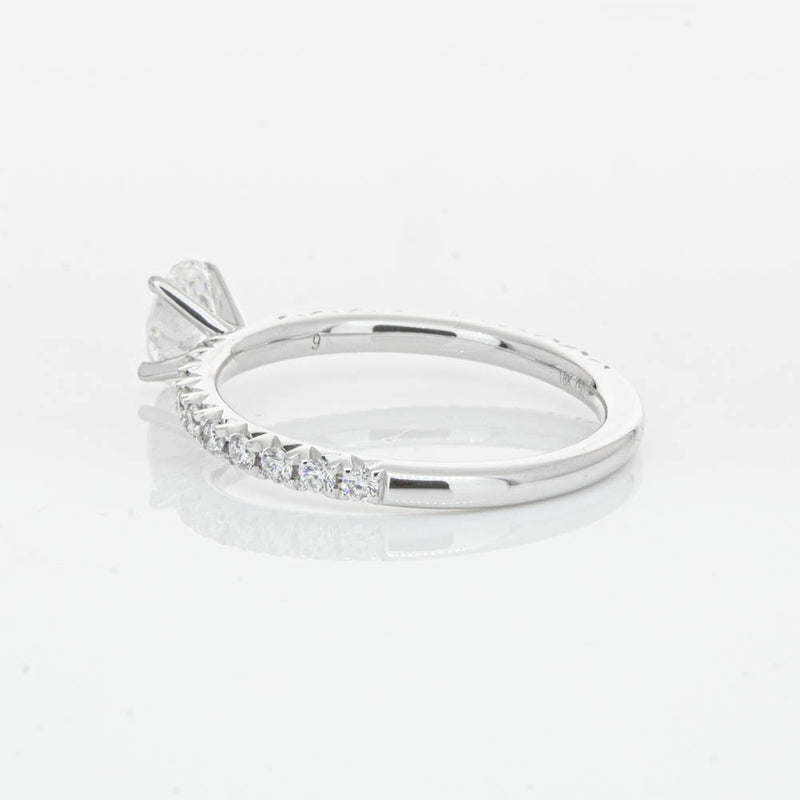 18ct White Gold .50ct Oval Cut Diamond Comet Ring-Ring-Walker & Hall