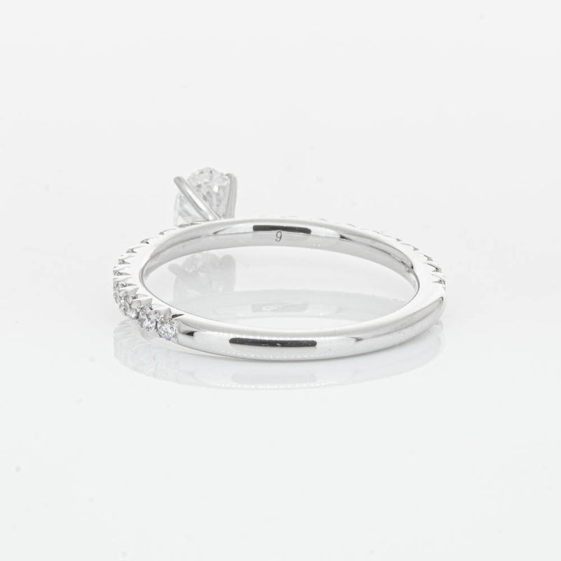 18ct White Gold .50ct Oval Cut Diamond Comet Ring-Ring-Walker & Hall