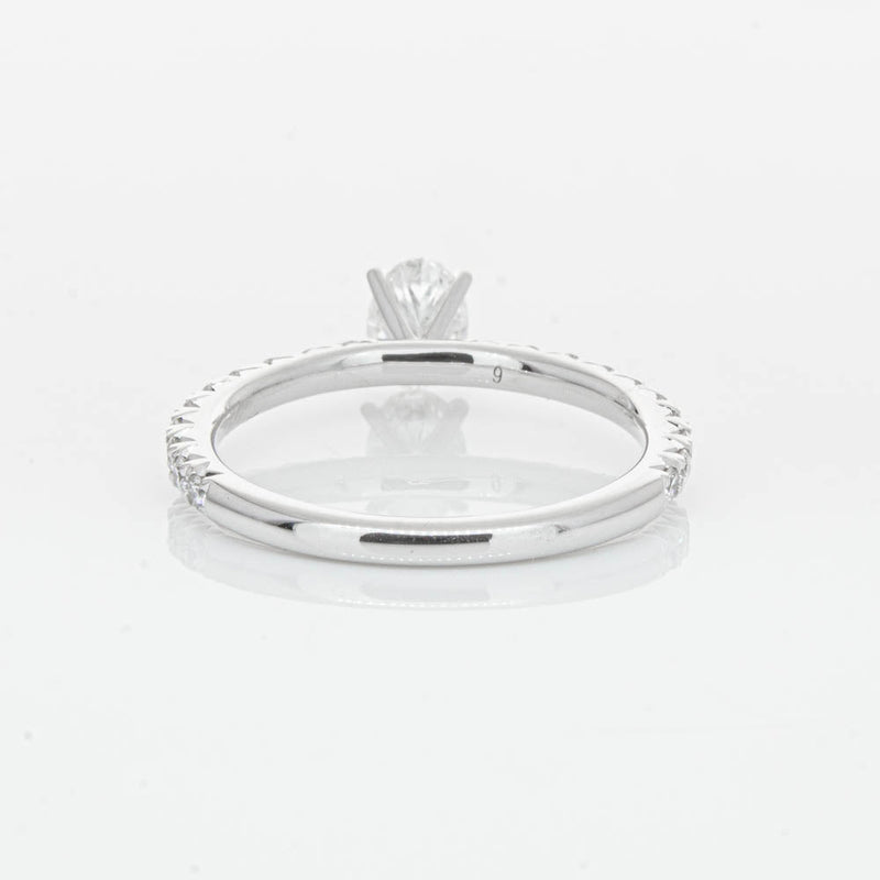 18ct White Gold .50ct Oval Cut Diamond Comet Ring-Ring-Walker & Hall