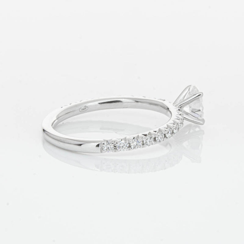 18ct White Gold .50ct Oval Cut Diamond Comet Ring-Ring-Walker & Hall