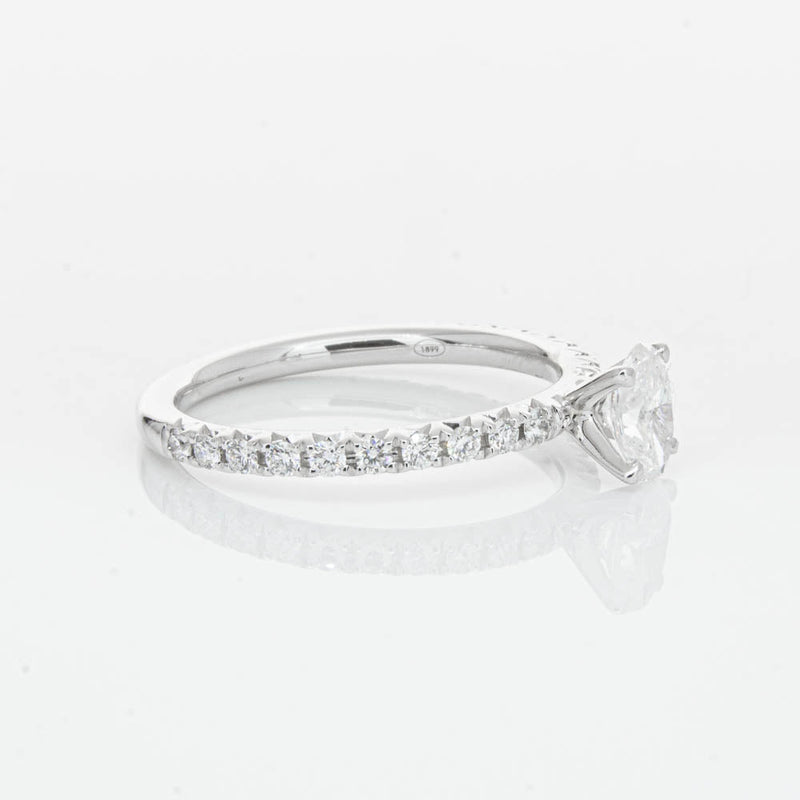 18ct White Gold .50ct Oval Cut Diamond Comet Ring-Ring-Walker & Hall