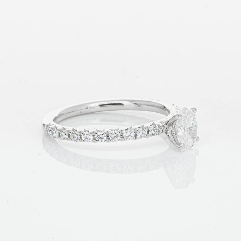 18ct White Gold .50ct Oval Cut Diamond Comet Ring-Ring-Walker & Hall