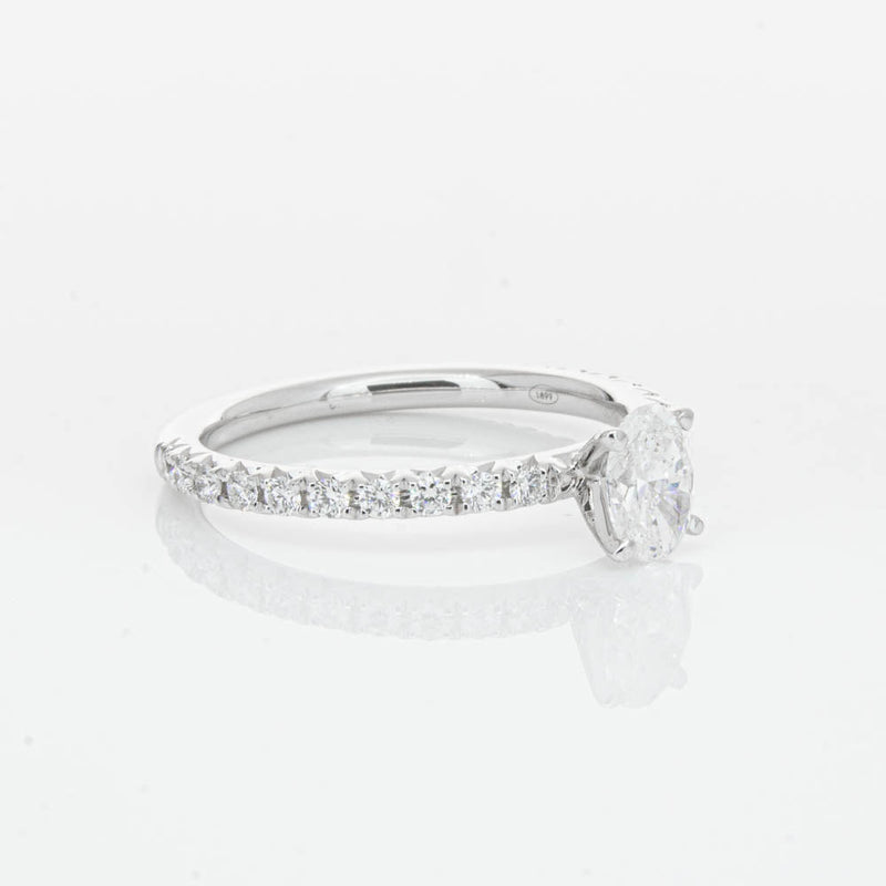 18ct White Gold .50ct Oval Cut Diamond Comet Ring-Ring-Walker & Hall