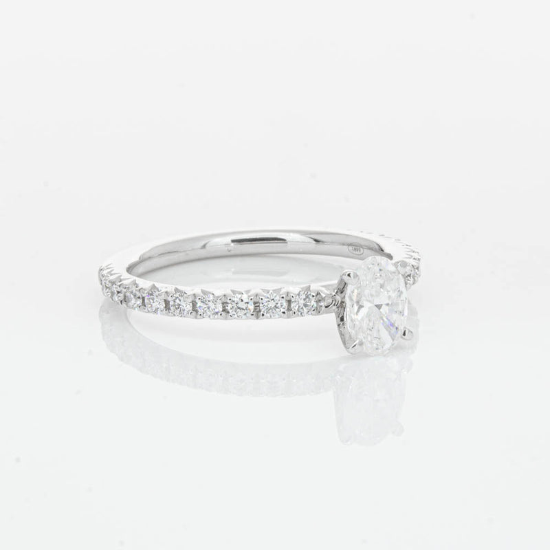 18ct White Gold .50ct Oval Cut Diamond Comet Ring-Ring-Walker & Hall
