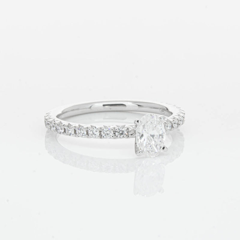 18ct White Gold .50ct Oval Cut Diamond Comet Ring-Ring-Walker & Hall