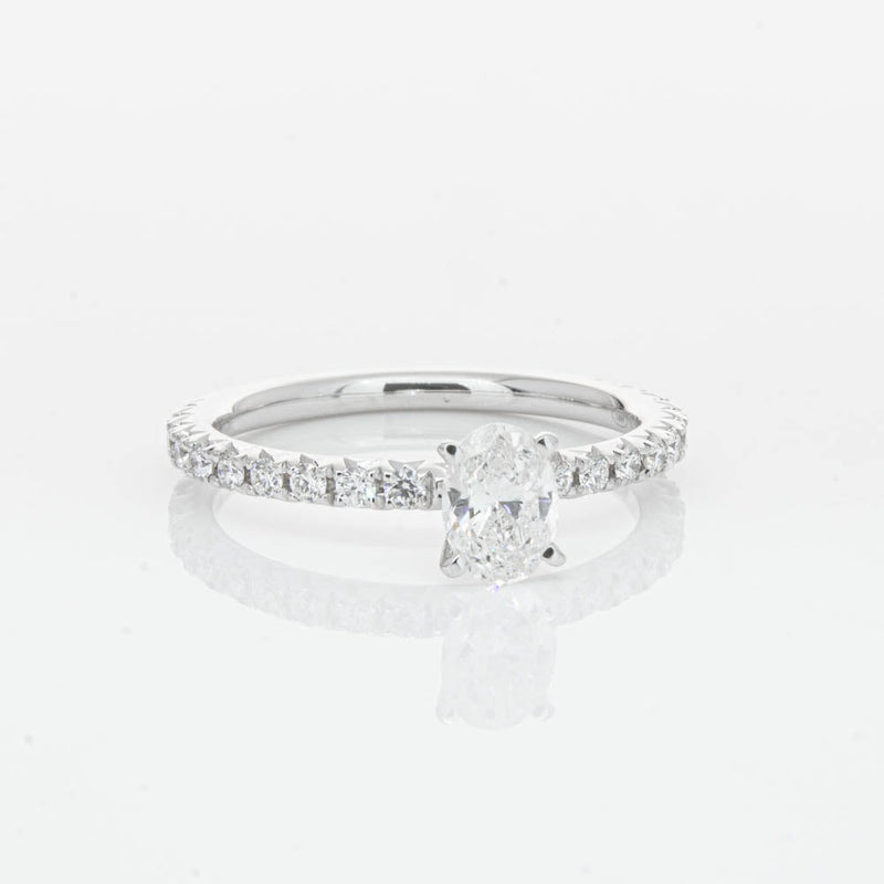 18ct White Gold .50ct Oval Cut Diamond Comet Ring-Ring-Walker & Hall