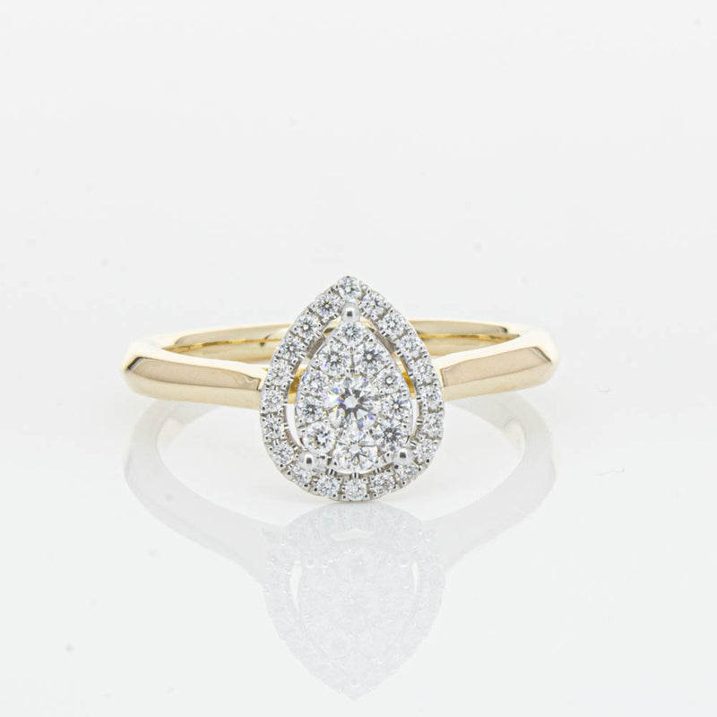 14ct Yellow Gold Diamond Pear Saturn Ring-Ring-Walker & Hall