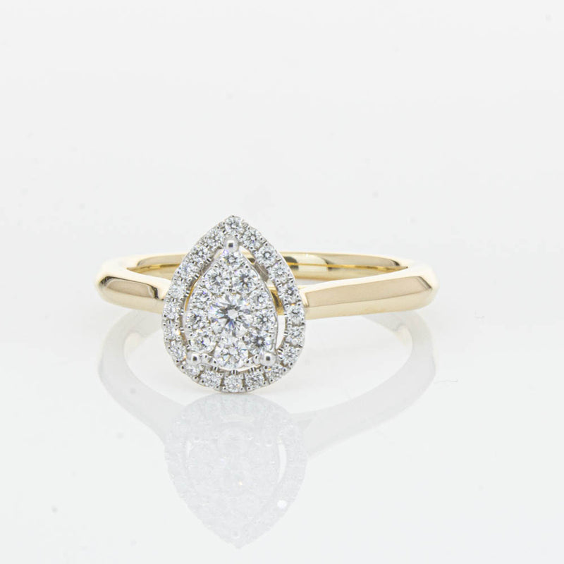 14ct Yellow Gold Diamond Pear Saturn Ring-Ring-Walker & Hall
