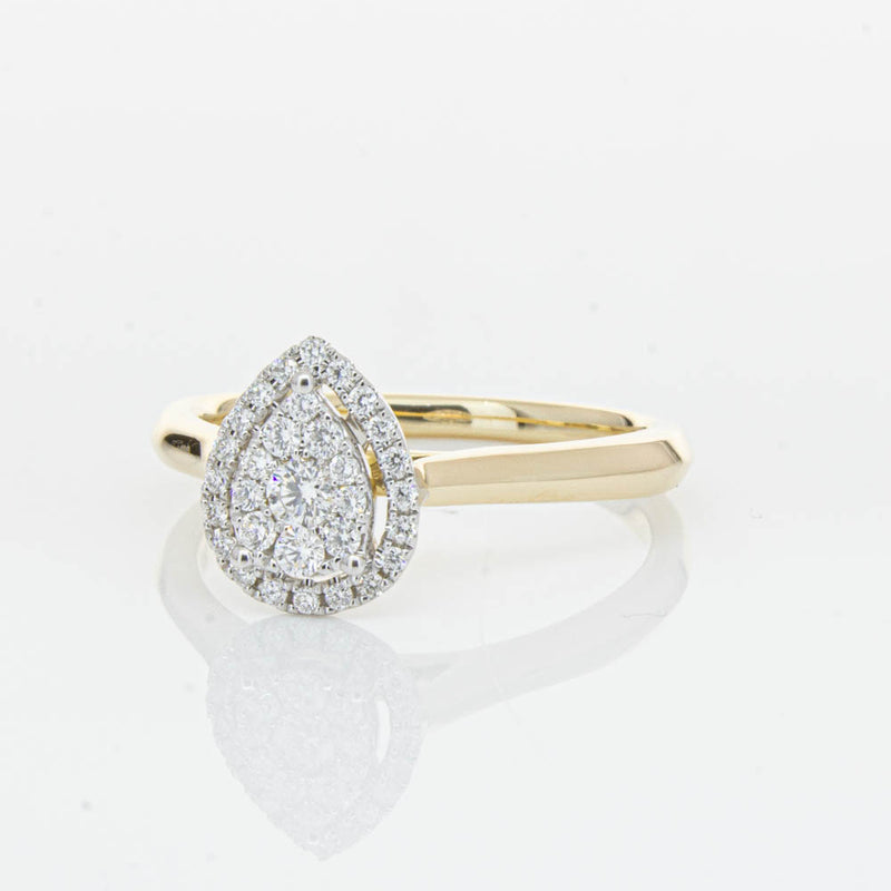 14ct Yellow Gold Diamond Pear Saturn Ring-Ring-Walker & Hall
