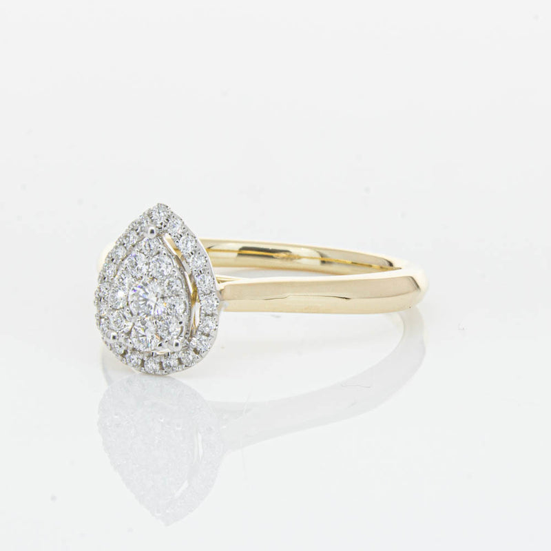 14ct Yellow Gold Diamond Pear Saturn Ring-Ring-Walker & Hall