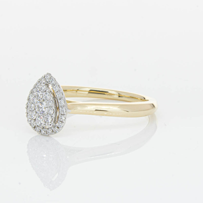 14ct Yellow Gold Diamond Pear Saturn Ring-Ring-Walker & Hall