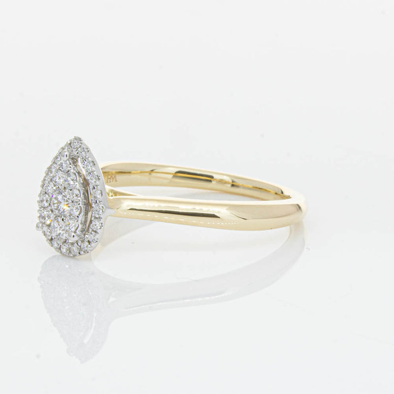 14ct Yellow Gold Diamond Pear Saturn Ring-Ring-Walker & Hall