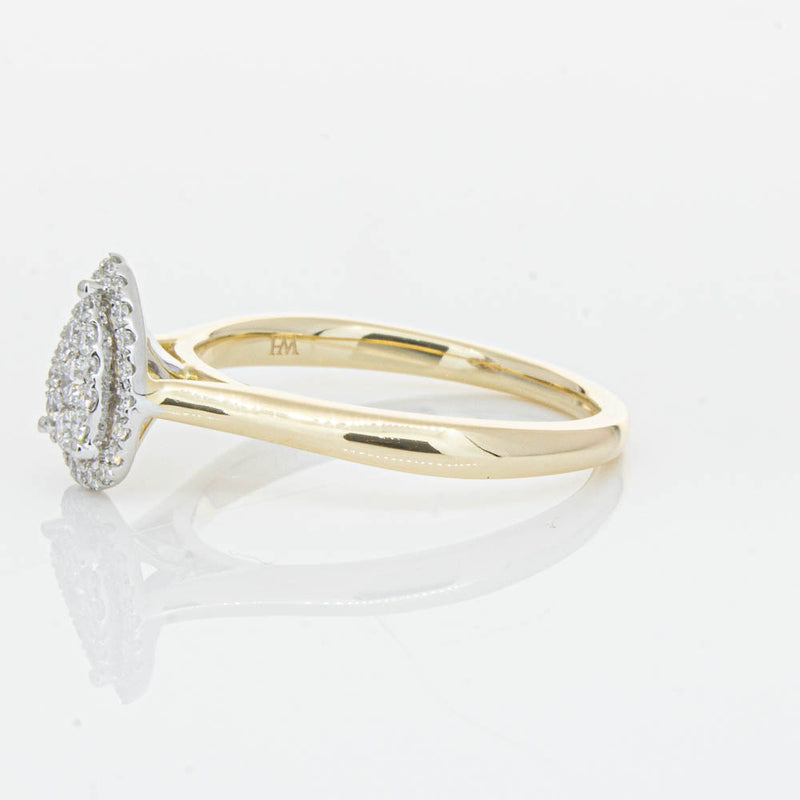 14ct Yellow Gold Diamond Pear Saturn Ring-Ring-Walker & Hall