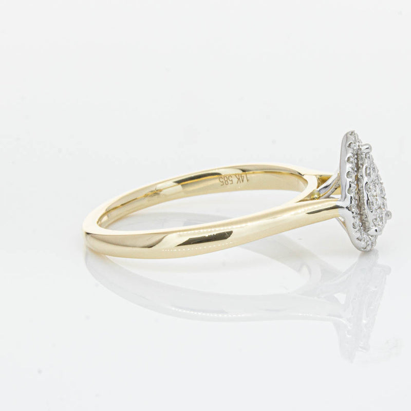 14ct Yellow Gold Diamond Pear Saturn Ring-Ring-Walker & Hall