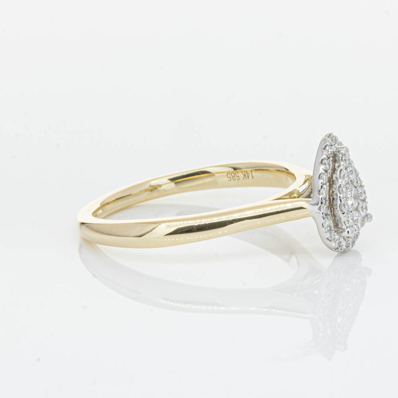 14ct Yellow Gold Diamond Pear Saturn Ring-Ring-Walker & Hall