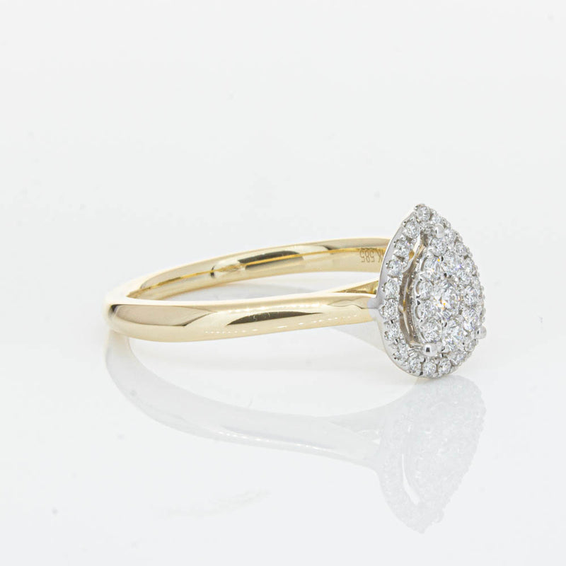 14ct Yellow Gold Diamond Pear Saturn Ring-Ring-Walker & Hall