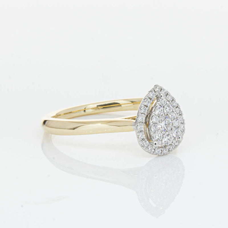 14ct Yellow Gold Diamond Pear Saturn Ring-Ring-Walker & Hall