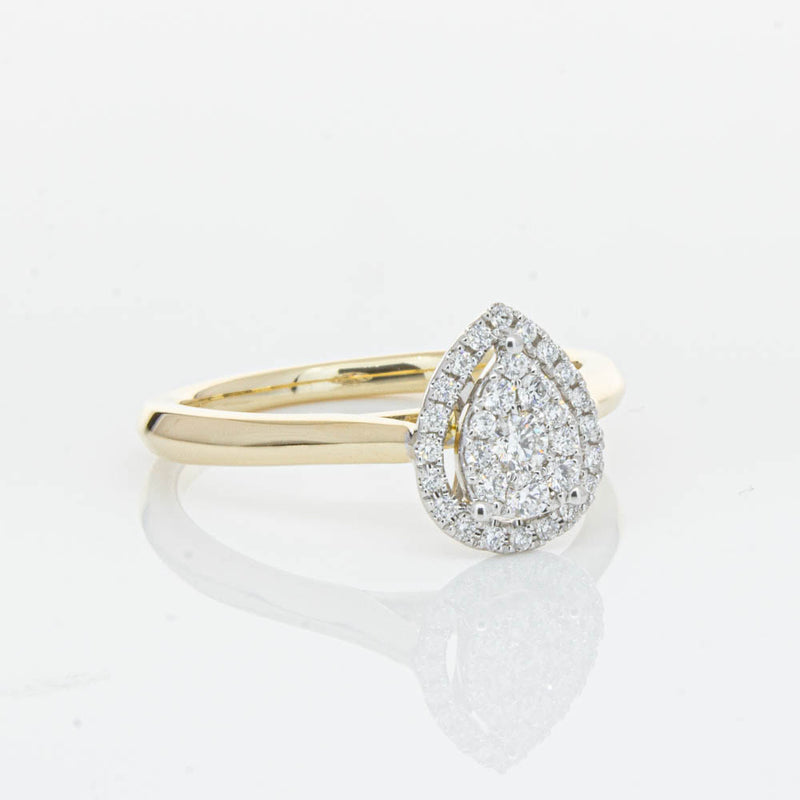 14ct Yellow Gold Diamond Pear Saturn Ring-Ring-Walker & Hall