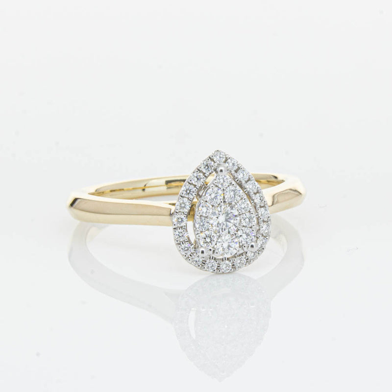 14ct Yellow Gold Diamond Pear Saturn Ring-Ring-Walker & Hall