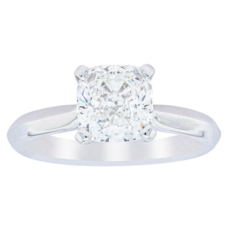 18ct White Gold 2.01ct Cushion Cut Diamond Venetian Ring-Ring-Walker & Hall