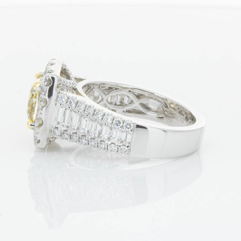 18ct White Gold Cushion Cut Yellow Diamond Ring-Ring-Walker & Hall