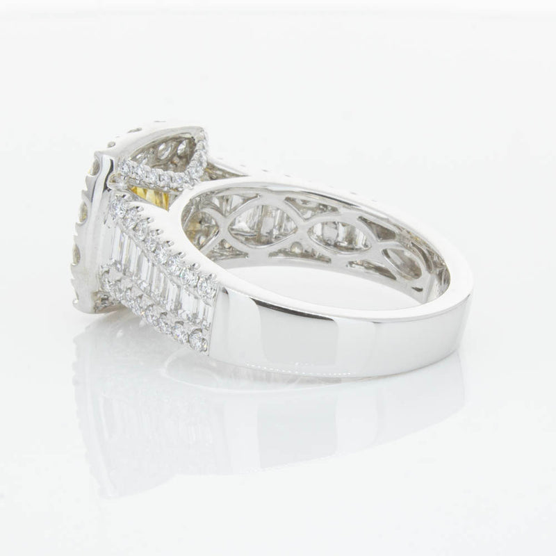 18ct White Gold Cushion Cut Yellow Diamond Ring-Ring-Walker & Hall