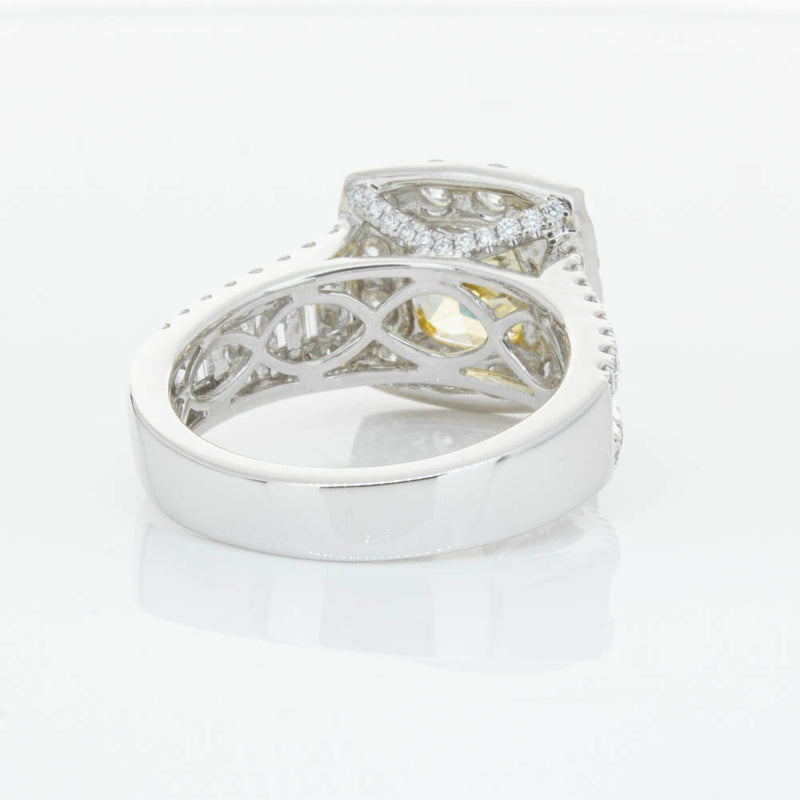 18ct White Gold Cushion Cut Yellow Diamond Ring-Ring-Walker & Hall