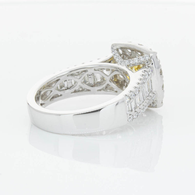 18ct White Gold Cushion Cut Yellow Diamond Ring-Ring-Walker & Hall