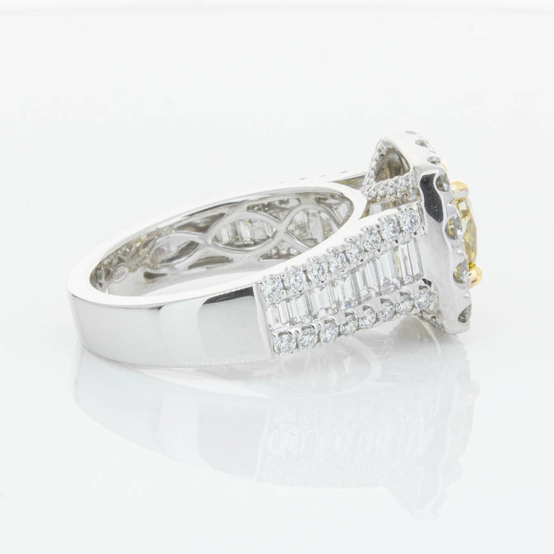 18ct White Gold Cushion Cut Yellow Diamond Ring-Ring-Walker & Hall
