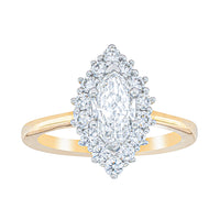 18ct Yellow Gold .90ct Marquise Cut Diamond Belle Ring-Ring-Walker & Hall