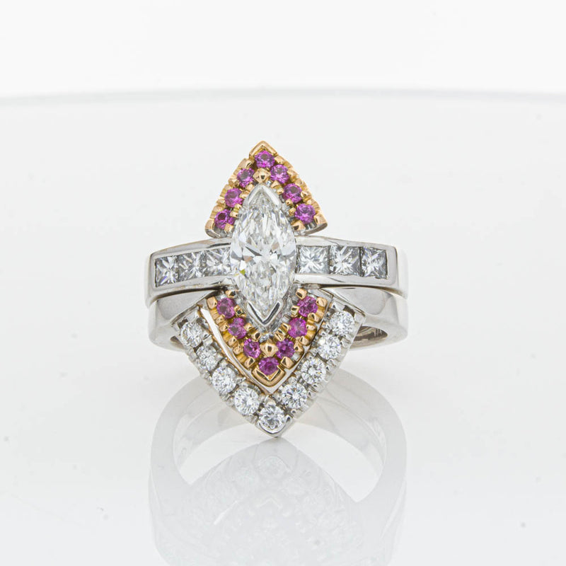 Deja Vu 18ct White Gold Diamond & Pink Sapphire Ring & Band-Ring-Walker & Hall