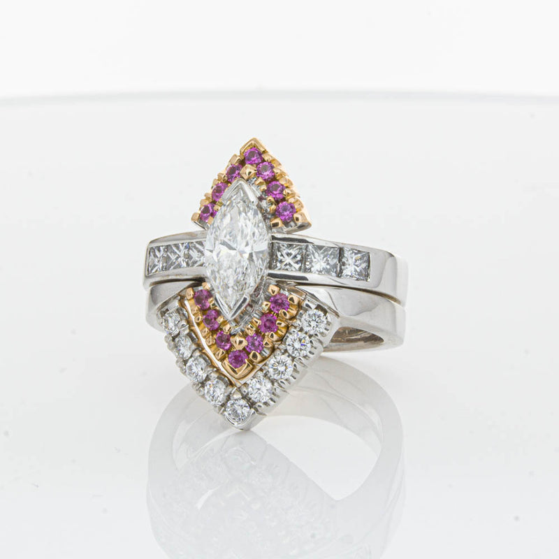 Deja Vu 18ct White Gold Diamond & Pink Sapphire Ring & Band-Ring-Walker & Hall