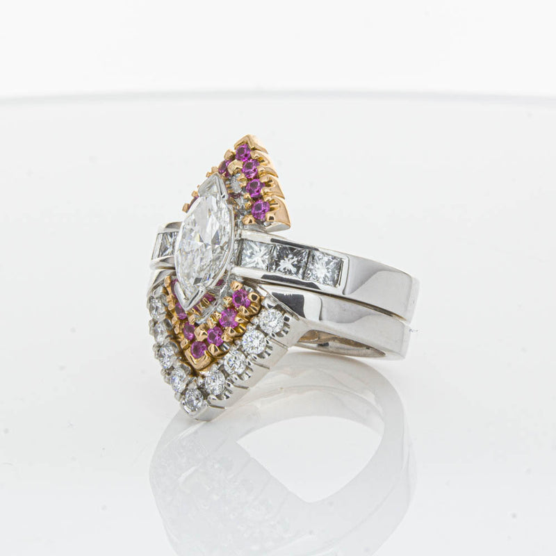 Deja Vu 18ct White Gold Diamond & Pink Sapphire Ring & Band-Ring-Walker & Hall