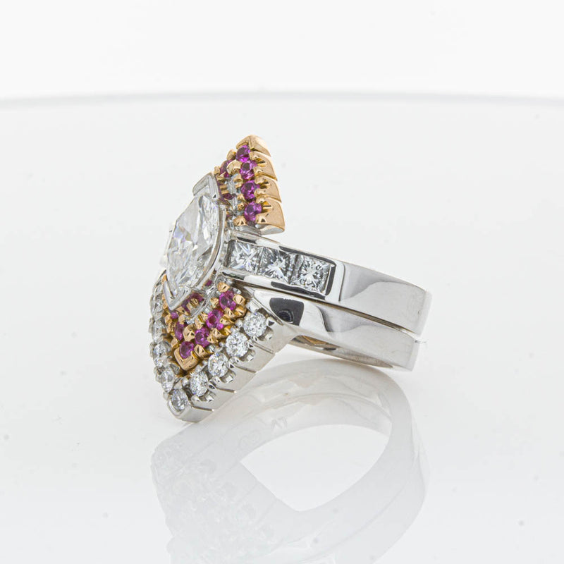 Deja Vu 18ct White Gold Diamond & Pink Sapphire Ring & Band-Ring-Walker & Hall