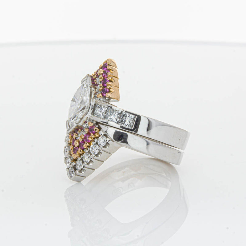 Deja Vu 18ct White Gold Diamond & Pink Sapphire Ring & Band-Ring-Walker & Hall