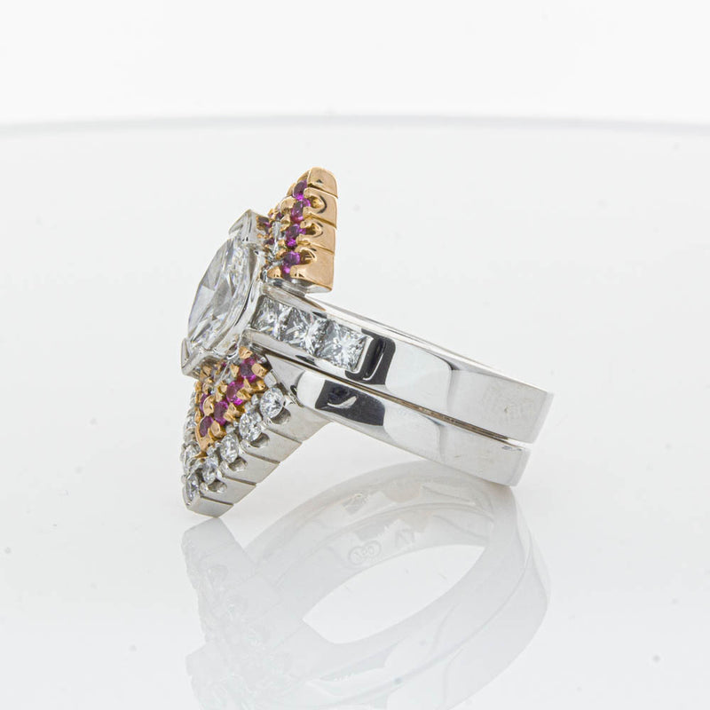 Deja Vu 18ct White Gold Diamond & Pink Sapphire Ring & Band-Ring-Walker & Hall