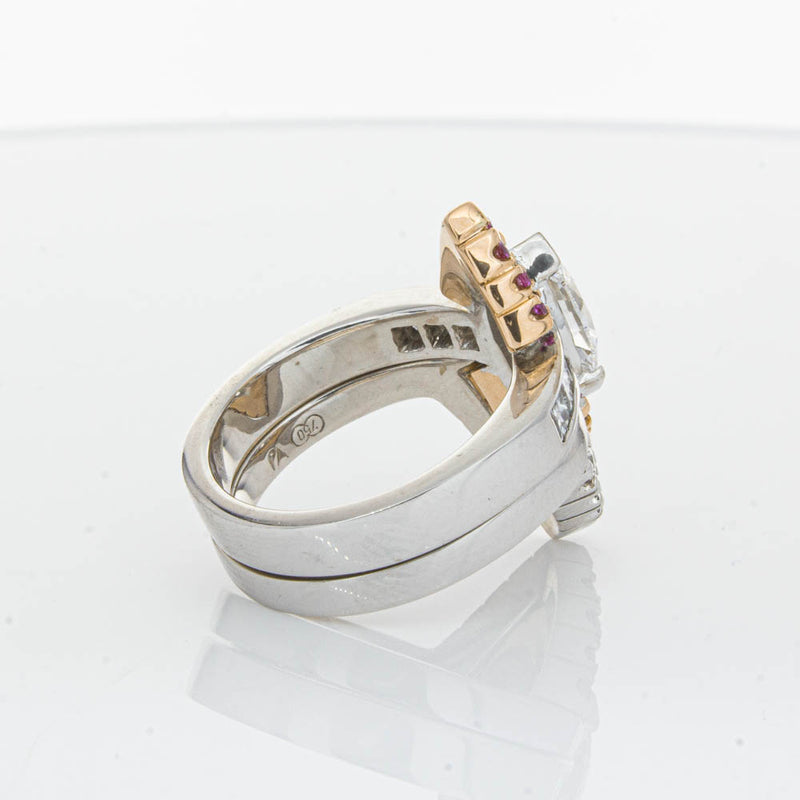 Deja Vu 18ct White Gold Diamond & Pink Sapphire Ring & Band-Ring-Walker & Hall