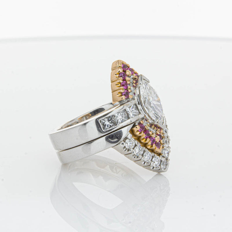 Deja Vu 18ct White Gold Diamond & Pink Sapphire Ring & Band-Ring-Walker & Hall