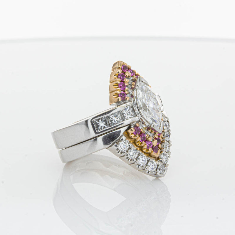 Deja Vu 18ct White Gold Diamond & Pink Sapphire Ring & Band-Ring-Walker & Hall