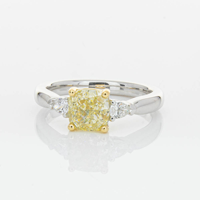 18ct White Gold 1.73ct Cushion Cut Yellow Diamond Ayla Ring-Ring-Walker & Hall