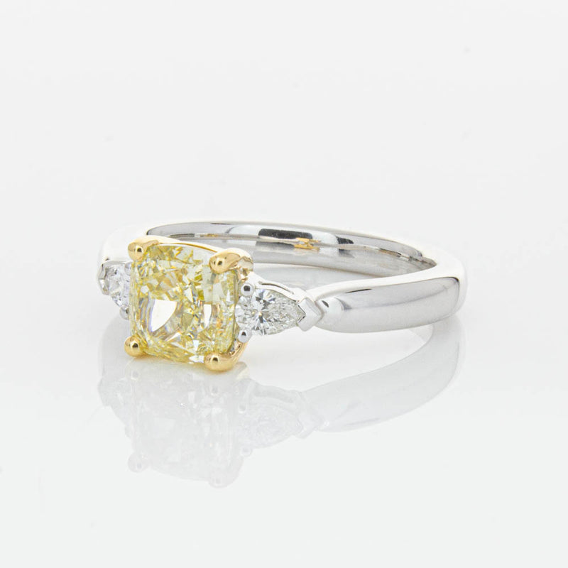 18ct White Gold 1.73ct Cushion Cut Yellow Diamond Ayla Ring-Ring-Walker & Hall