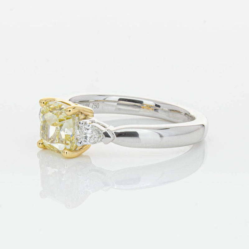 18ct White Gold 1.73ct Cushion Cut Yellow Diamond Ayla Ring-Ring-Walker & Hall