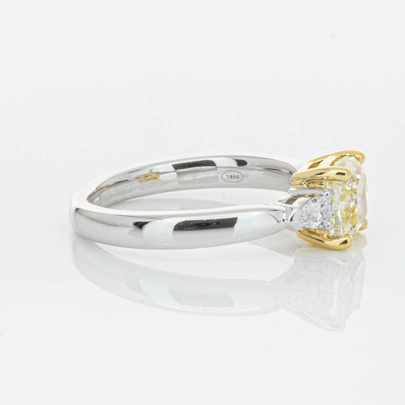 18ct White Gold 1.73ct Cushion Cut Yellow Diamond Ayla Ring-Ring-Walker & Hall
