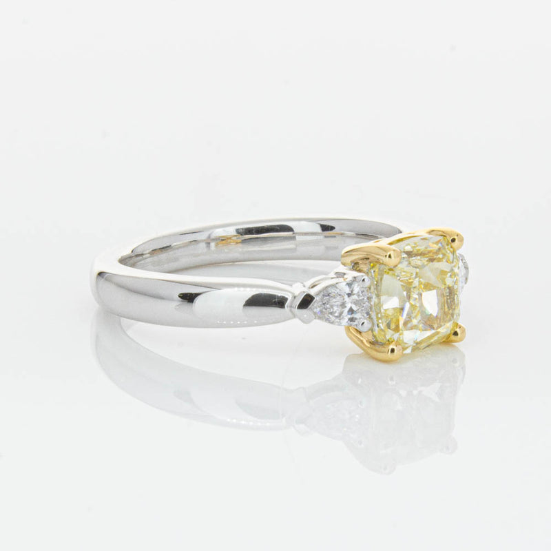 18ct White Gold 1.73ct Cushion Cut Yellow Diamond Ayla Ring-Ring-Walker & Hall